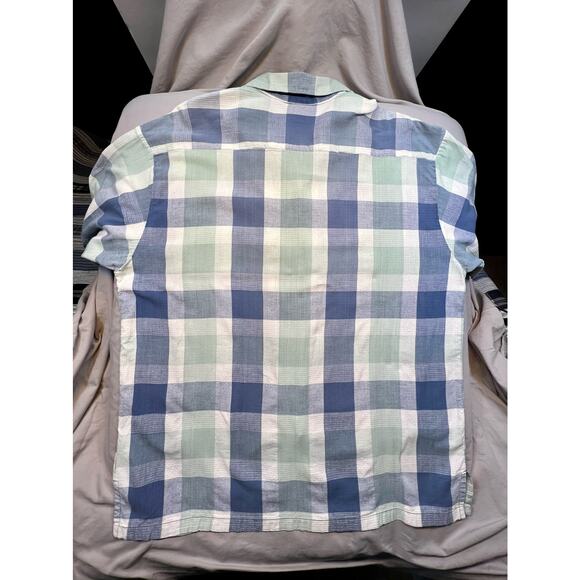 Gotcha Custom Original Button Up Shirt 100% Cotton Men L Blue Green Beach Surfer - Picture 10 of 10